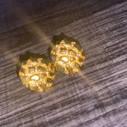 10K Gold Nugget Earrings 