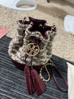 Tory Burch Tweed Fleming Mini Bucket Bag