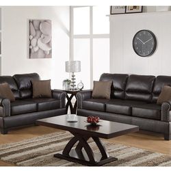 Brown Sofa And Love Seat Set (Free Delivery)