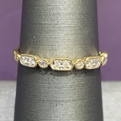 14K Yellow Gold Diamond Stackable Ring 0.10 CTW