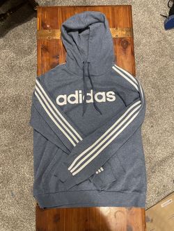 Adidas Hoodie – Blue w/ White Stripes (Size Large)