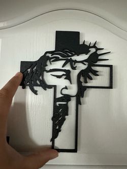 Black Jesus Cross Wall Art Cutout