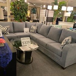 Brand New Grey Linen Sectional Or Sofa Set