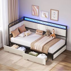 Twin Size Daybed Frame With 2 Storage Drawers
