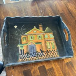 Wooden Halloween Serving Tray 