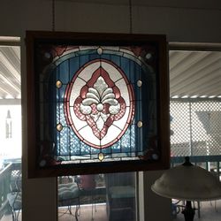 Fleur-de-lis design Stained Glass Window