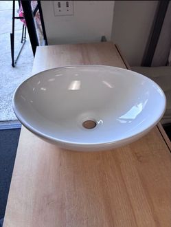 Moving sale !! New 16" × 13" Oval White Ceramic Vessel Sink - Modern Egg Shape Above Counter Bathroom Vanity Bowl