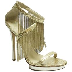 B Brian Atwood  Gold Fringe Heels 