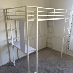White Twin Loft Bed 