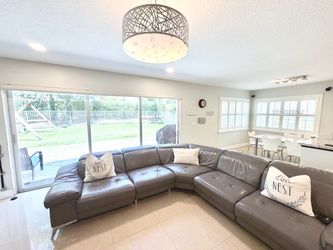 Gray Leather Sectional Sofa