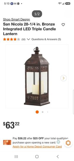 San Nicola 28-1/4 in. Bronze Integrated LED Triple Candle Lantern