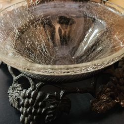 Indoor Outdoor Metal/crackled Glass Bowl