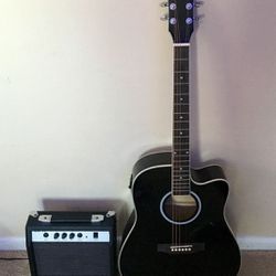 Beginner Acoustic Electric Cutaway Guitar Set w/ Case - 41in