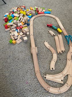 Wooden toys and train 10$
