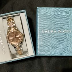 Laura Scott Gold Watch with Rhinestones