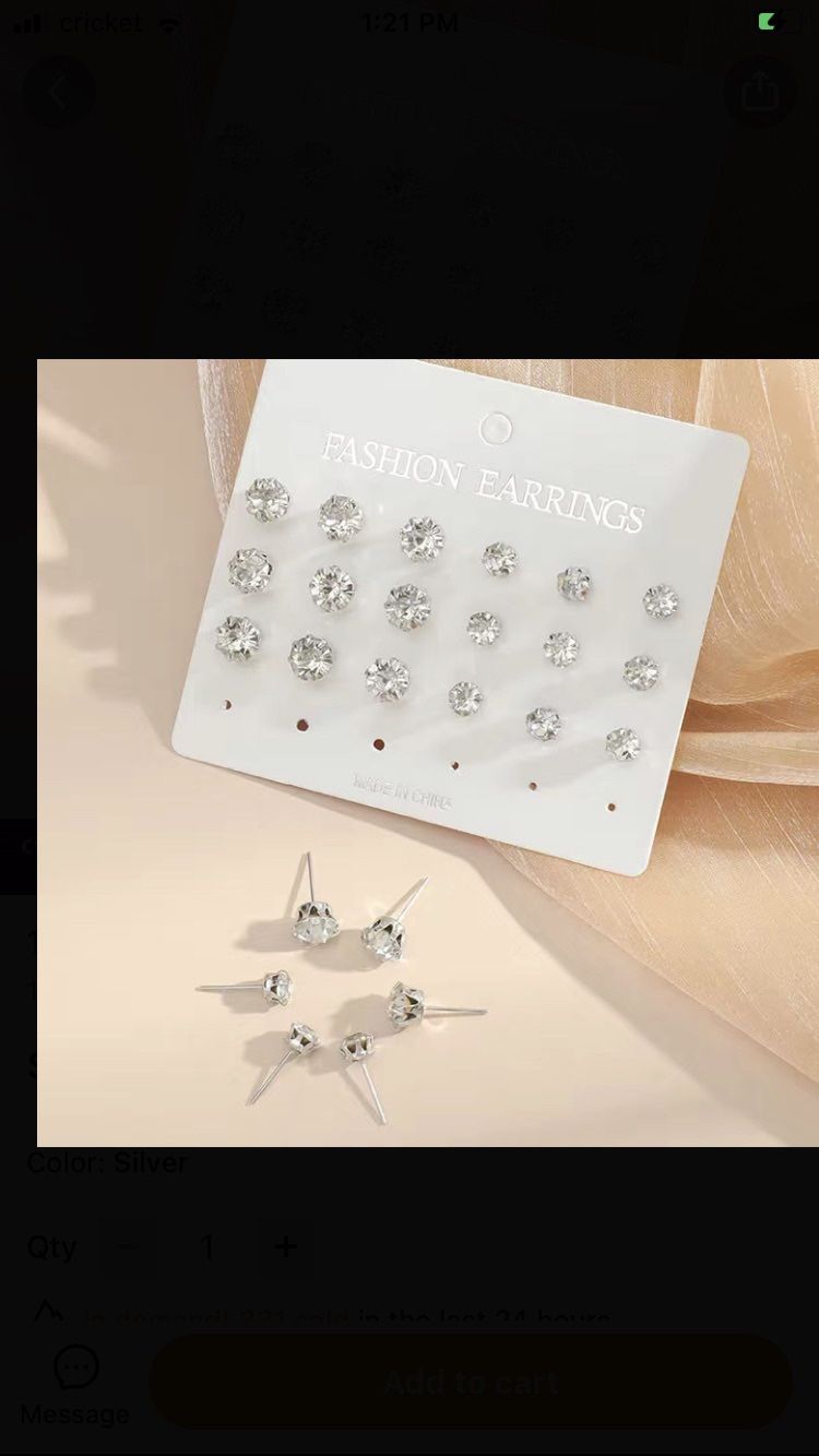 12pcs Zircon Decor Stud Earrings