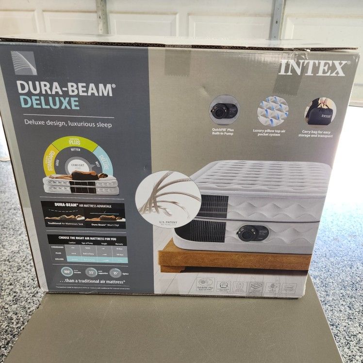 Intex Supreme Air Flow Airbed 20 Inch Raised Twin Air Mattress with Internal / Built-in Pump & Case 