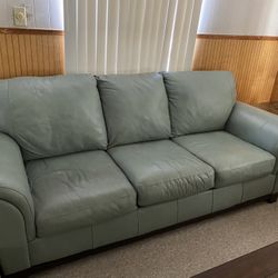 Teal Leather Sofa