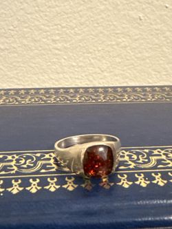 [negotiable] Vintage Sterling Silver Boltic Amber Ring – 925 size 10.5