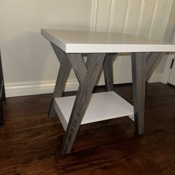 New White  / Grey End Table