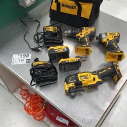 Dewalt 3 Pc Cordless Combo Took Set 2 Batteries 2 Chargers Case