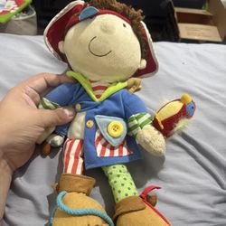 Preowned Manhattan Toy Company Dress Me Up Pirate 15" Learning Plush Toy