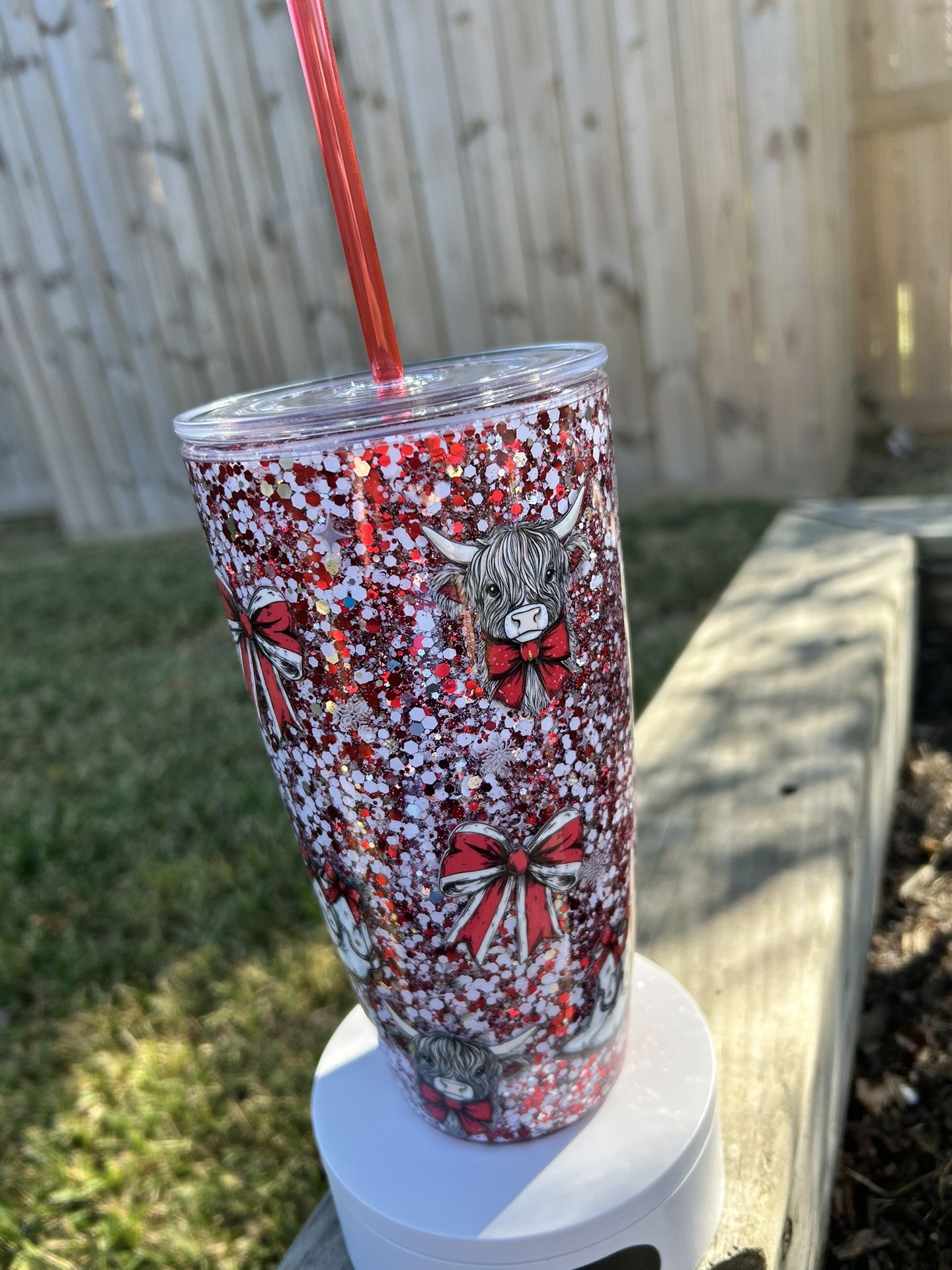 Cow Country Christmas Snow Globe Tumbler