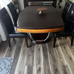 Dining Table With Additional 2” Extension and buffet side table. Has removable protective cover