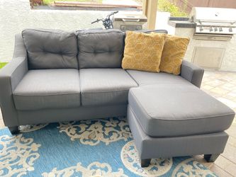 Dark Grey 80” Fabric Sofa with Reversible Chaise