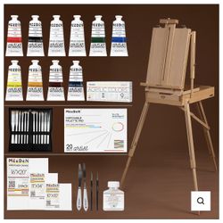 MEEDEN Art Set with French Easel For Artist,Supplies Acrylic Painting(10-60ML) Kit with Paintbrushes for Adults,