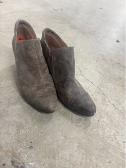 Naturalizer N5 Comfort Brown Suede Zip Block Heel Ankle Boots Women's Size 9.5