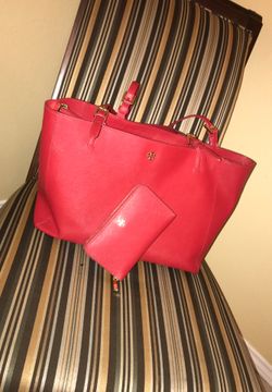TORY BURCH RED LARGE TOTE w/wallet