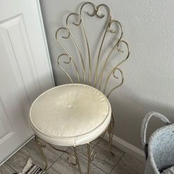 Antique  Gold Brass  Vanity Chair 