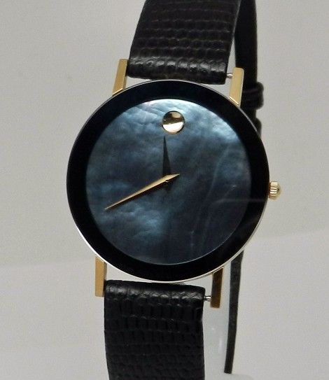 Swiss Movado Small 30mm Mens Unisex Sapphire Thin Blue Mother Pearl Dial Watch