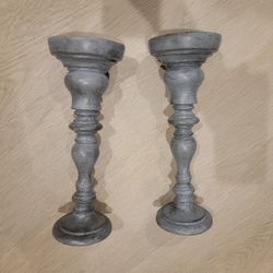 Grey Candle Holders (2) 