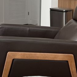 Brown/ Chocolate Leather Recliner Mid Century