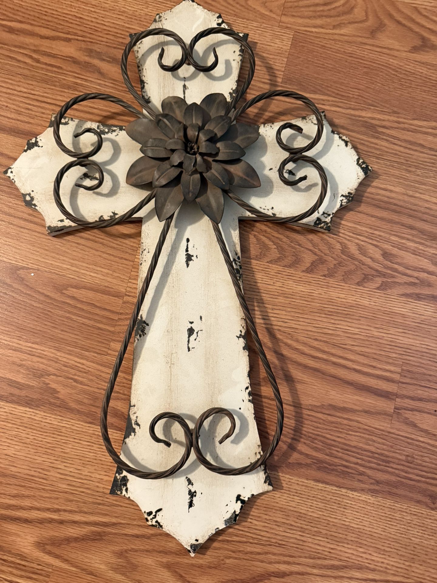 Solid Wood And Metal Cross