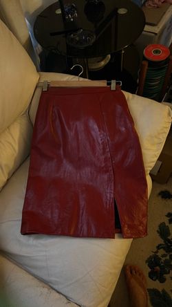 Red leather skirt