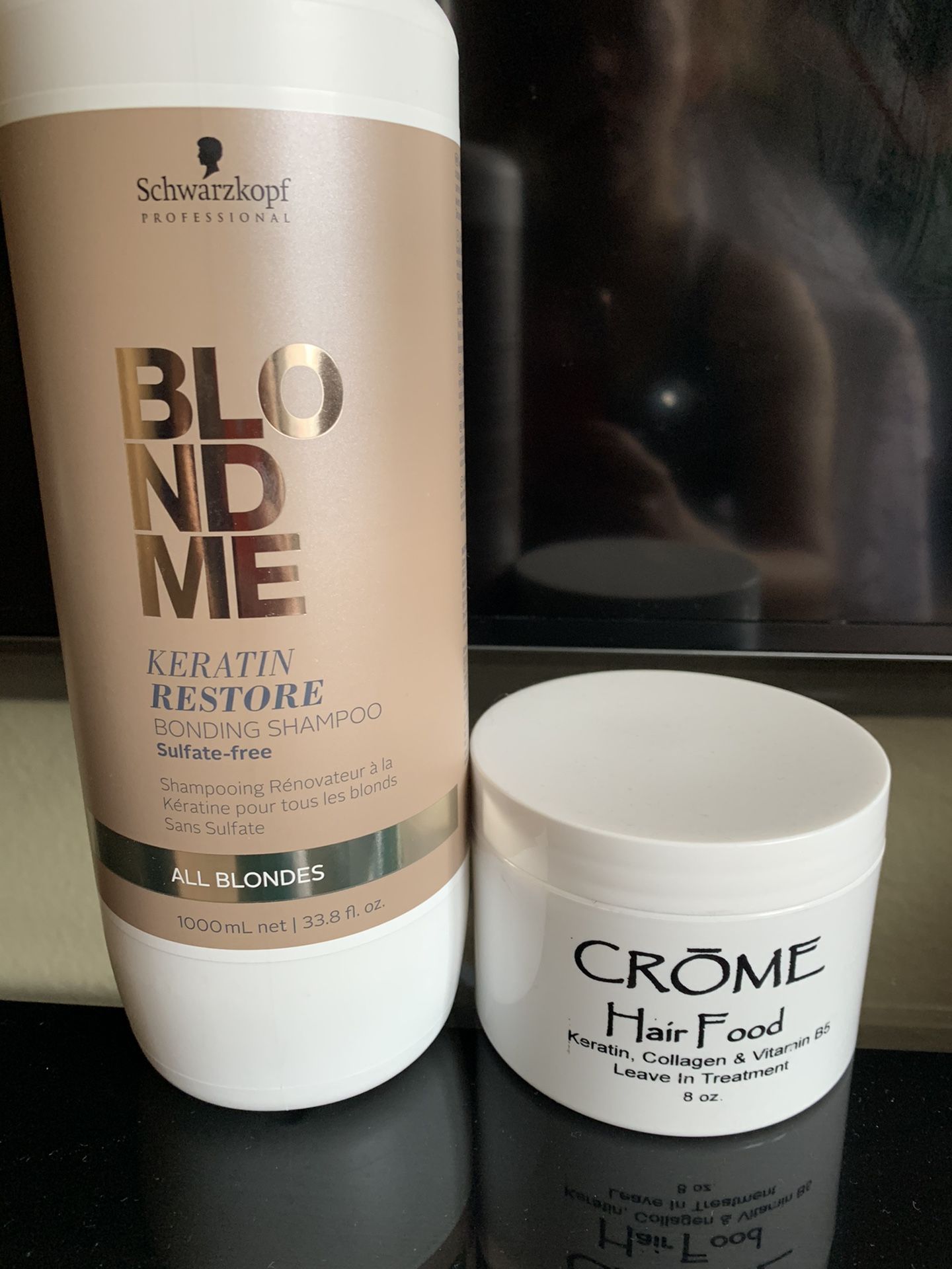 Blonde keratin restore shampoo y hair food para el cabello maltratado