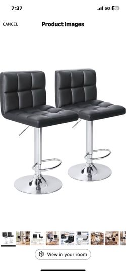 PU black leather bar stools set of 2
