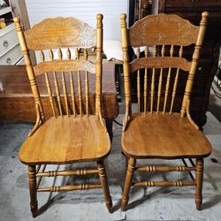 Solid Wood Chairs $ 35 For Both 