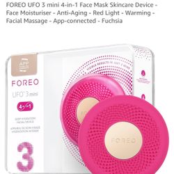 FOREO UFO 3 mini 4-in-1 Face Mask Skincare Device - Face Moisturiser - Anti-Aging - Red Light - Warming - Facial Massage - App-connected - Fuchsia