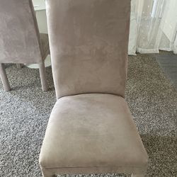 3 Velvet Beige Dining Chairs 