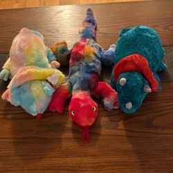 Rare TY Dinosaur’s Stuffed Animals Rainbow, Lizzy, 