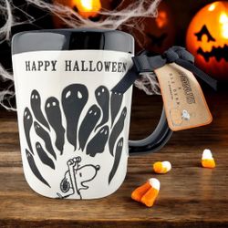 Rae Dunn Peanuts Snoopy Ghosts Happy Halloween Coffee Mug NWT