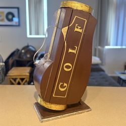 Vintage Wooden Golf Bag Shaped Cabinet Rare 