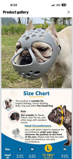 Short Snout Dog Muzzle, Soft Silicone Flat Faced Muzzle for French Bulldog Shih Tzu and Pug for Biting Chewing Licking and Grooming, Allows Panting