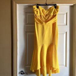 Strapless Yellow Casual Dress