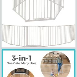 3 In 1 Metal Superyard Baby Play Yard: 6 Panel Playpen, Safety Gate, or Extra Wide Baby Fence