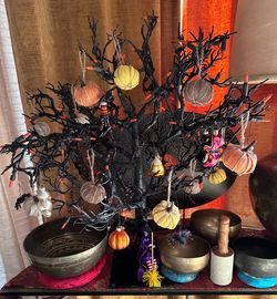 Halloween Tree with orange lights -92124